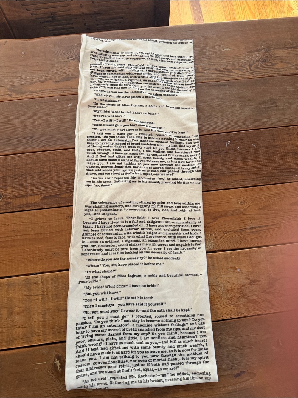 Text Print Cotton Scarf in Cream